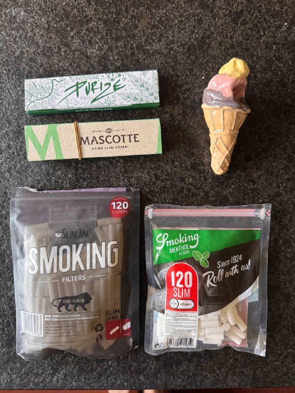 Бумага, фильтры, керамическая трубка для курения