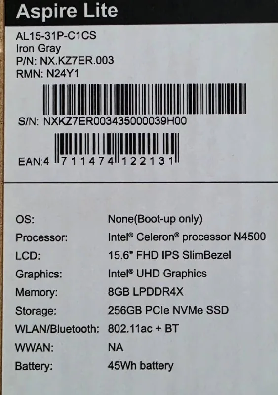 Acer ноутбук 1