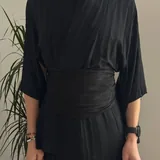 Black maxi kimono-style robe in Japanese style 4