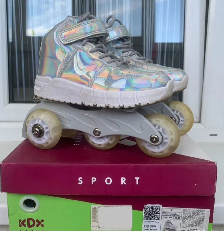 Ролики размер 31, колеса мигают, кеды текстиль 2
