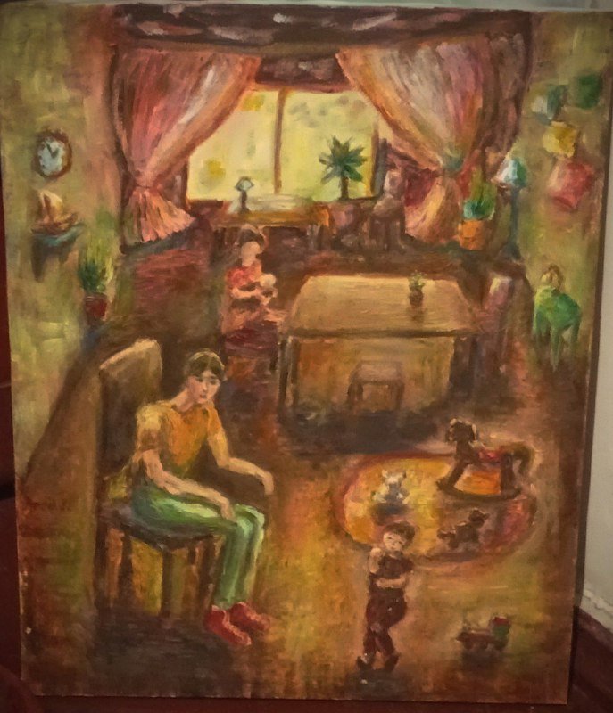 Картина маслом о семье 50x40 см 3