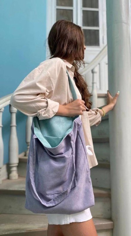 Шопер двухцветный с карманами 5