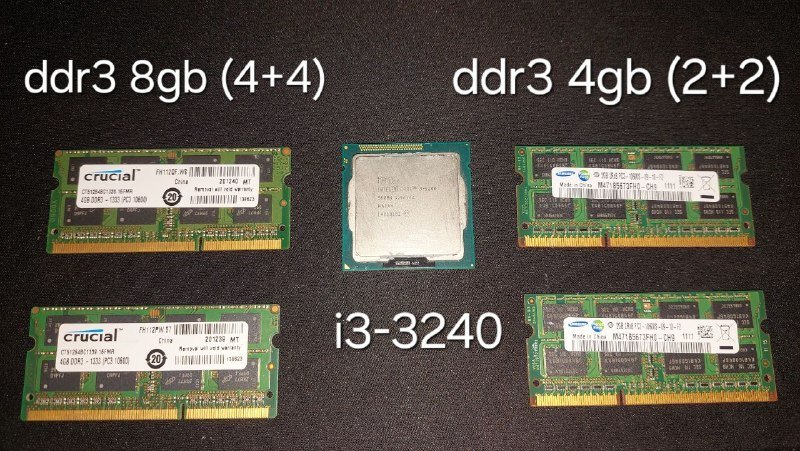 DDR3 8GB, DDR3 4GB, i3-3240