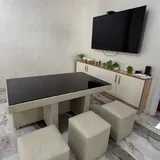 Стол с 6 мягкими пуфиками 3
