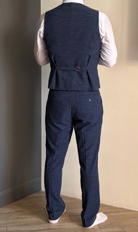 Мужской костюм темно-синий пиджак жилет брюки 3