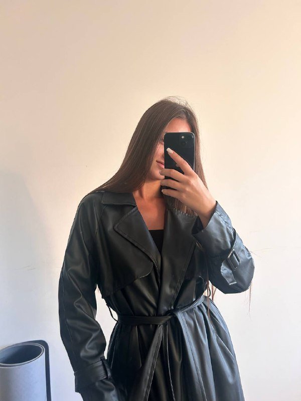 Кожаный плащ размер S