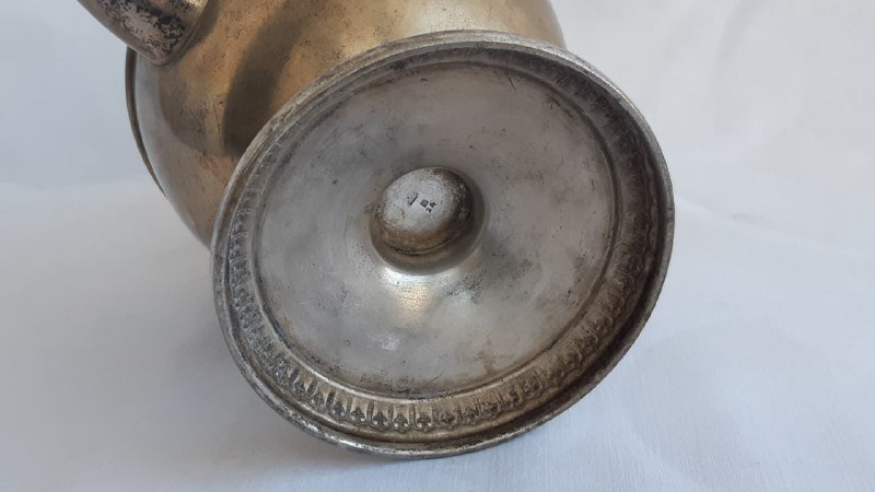 Посеребренная латунная антикварная емкость 800 проба серебра 9