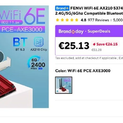 FENVI PCI-E Wi-Fi 6E AX210 Bluetooth карта