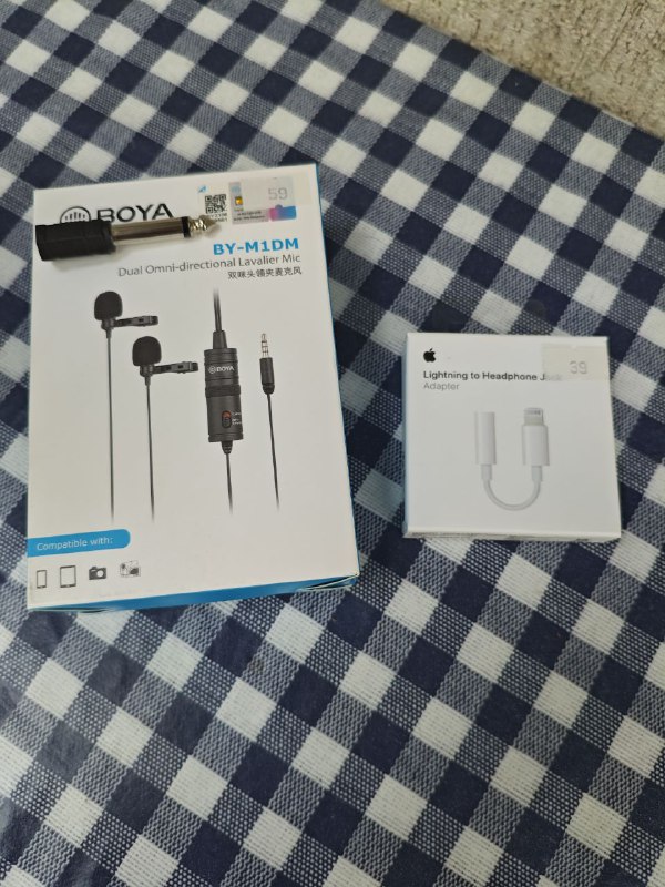 Микрофон Boya BY-M1DD, Переходник Apple Lightning-Jack, Микрофон Trust Mantis GXT 232