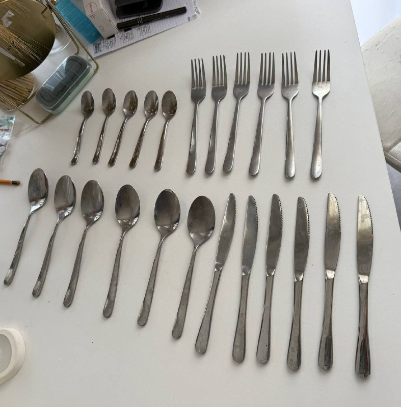 Столовые приборы 6 комплектов вилки, ложки, ножи