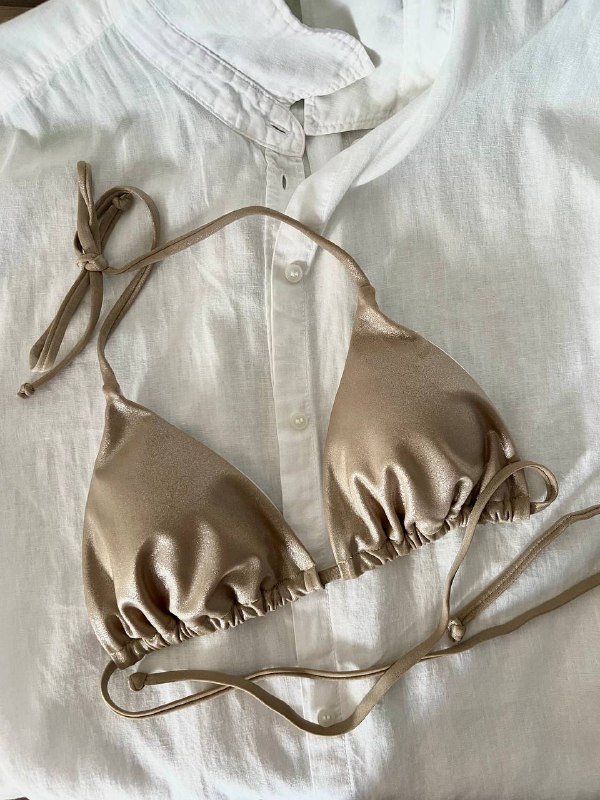 Лифчик топ бикини бежево-золотистый S-М