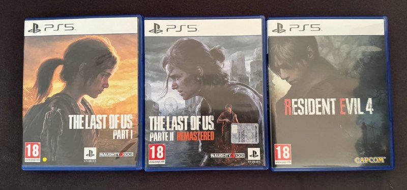 The Last of Us Part I, The Last of Us Part II, Resident Evil 4 диски на PS5
