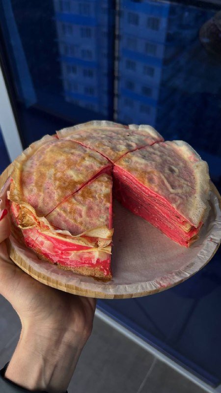 Протеиновый блинный тортик клубничный