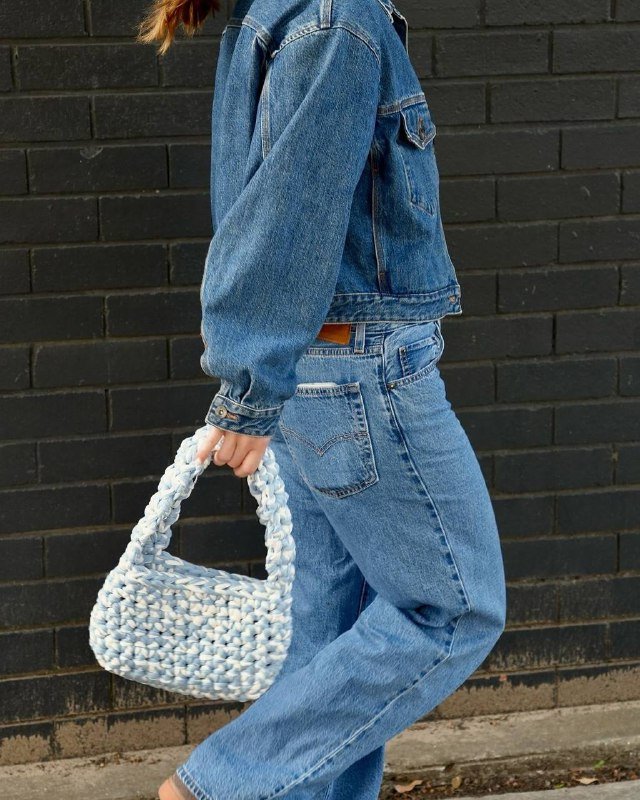 Вязаные стильные сумки для женщин голубая, красная, розовая 4