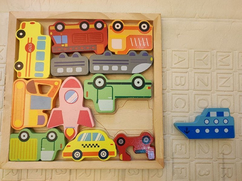 Деревянный пазл сортер транспорт