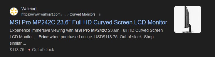 Монитор MSI PRO MP242C 23,8" FullHD вогнутый