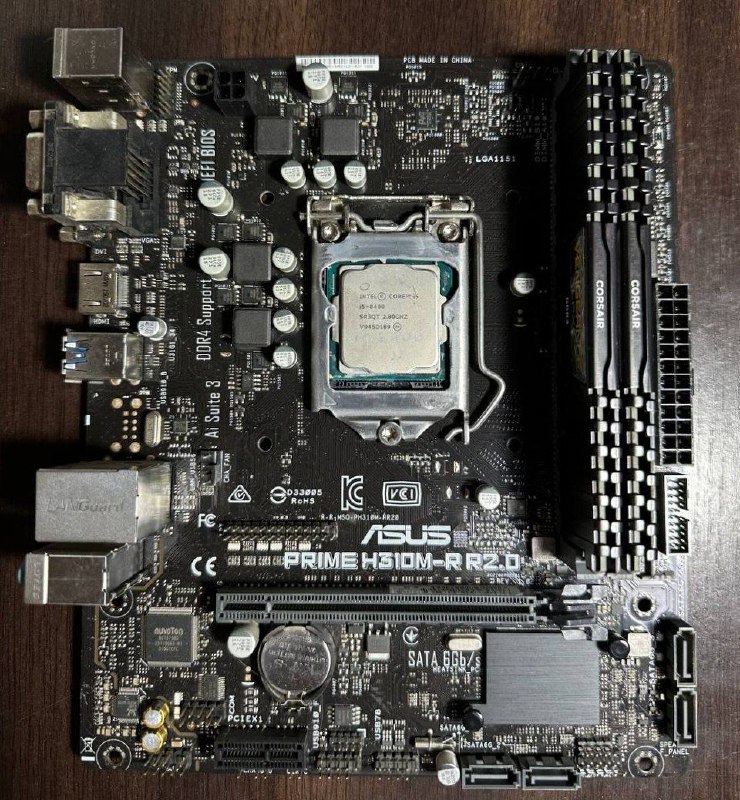 Материнская плата ASUS Prime H310-R R2.0, процессор Intel Core i5-8400, оперативка Corsair Vengeance 16 ГБ