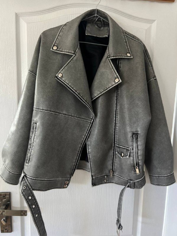 Куртка кожаная серая размер M 5