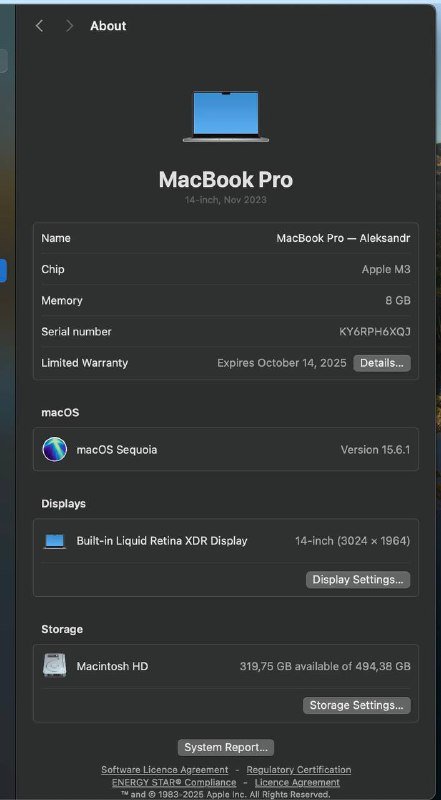 MacBook Pro M3 14-inch, 8GB RAM 2