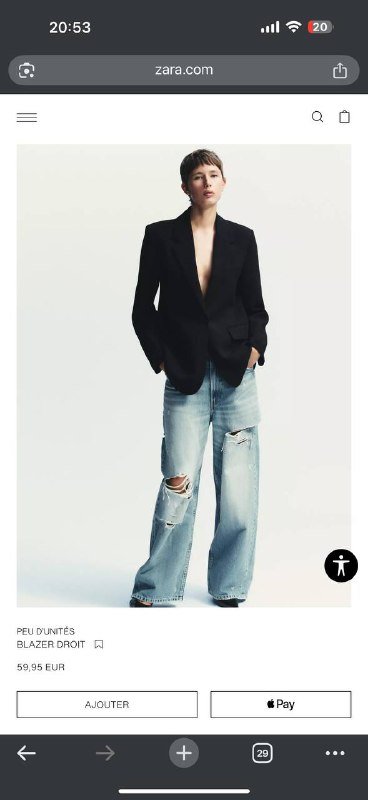 Женский черный пиджак Zara S M 7