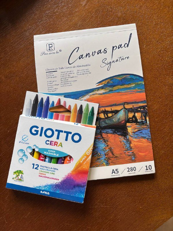 Канвас и набор восковых карандашей