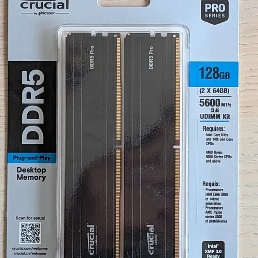 Crucial DDR5 Pro 2x64GB 5600 CL46 Desktop Memory Kit