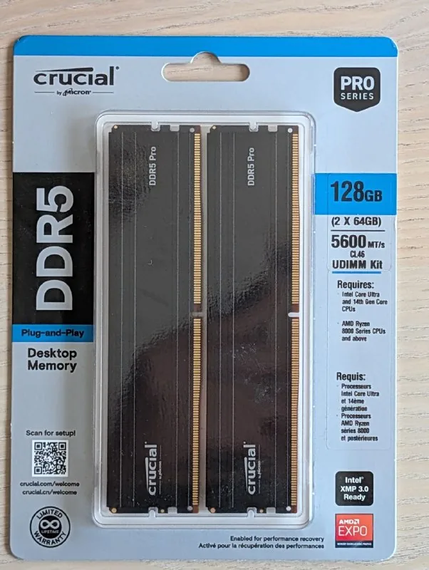 Crucial DDR5 Pro 2x64GB 5600 CL46 Desktop Memory Kit