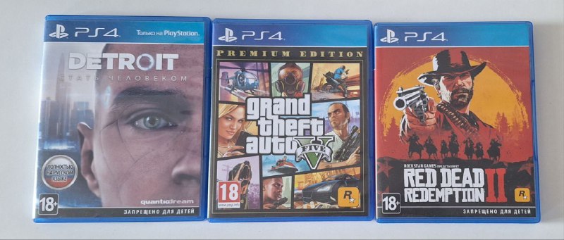 диски GTA5, Red Dead Redemption 2, Detroit PS4
