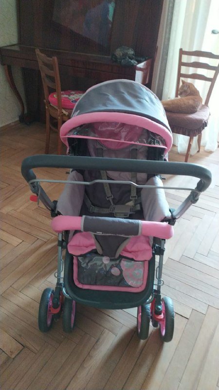 Коляска детская легкая с козырьком и фиксируемыми колесами 6