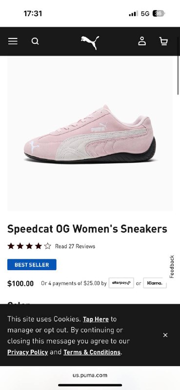 Кроссовки Puma Speedcat OG розовые женские