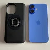 iPhone 16 blue with cable and case 1