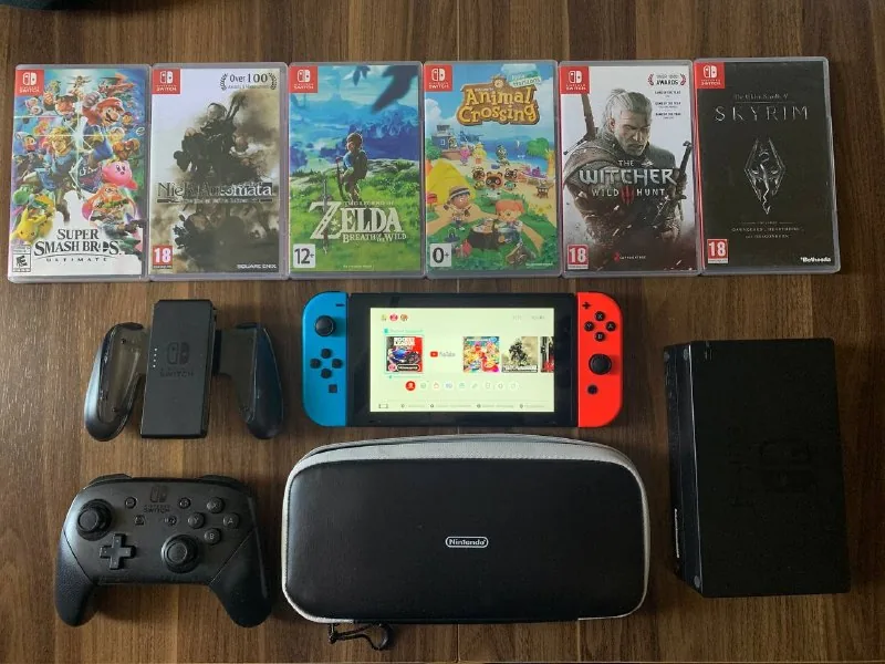 Nintendo Switch V2, Pro Controller, 6 игр 1