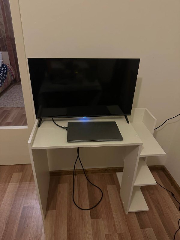 2 white work desks