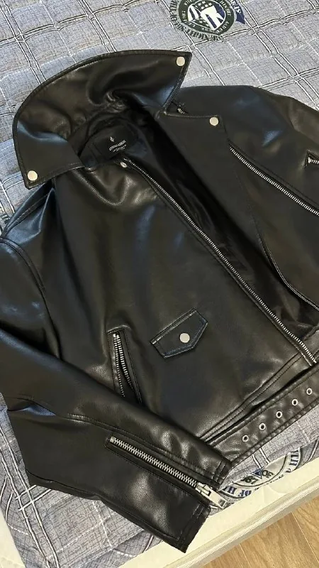Кожаная косуха Stradivarius, размер M 1