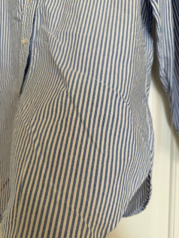 Голубая рубашка в полоску H&M, размер S 3