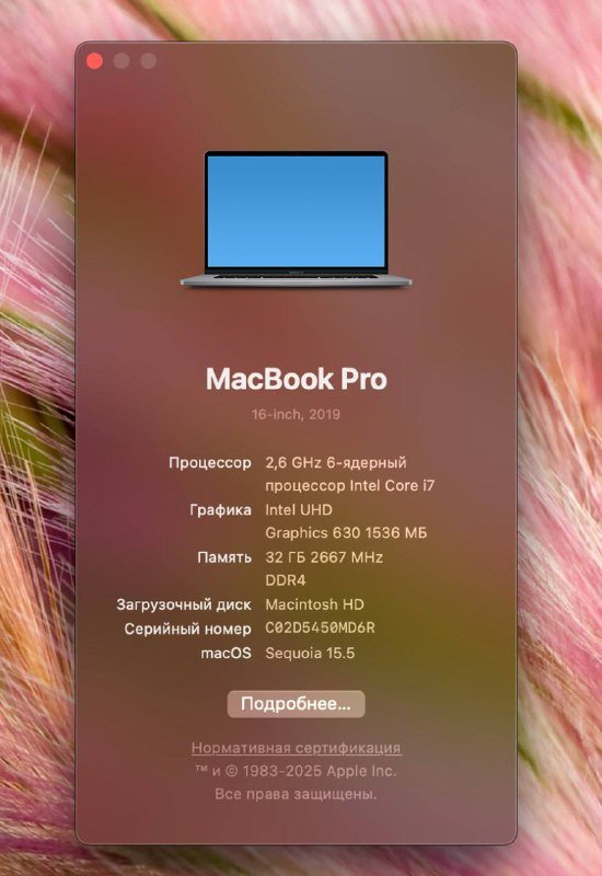 MacBook Pro 16" 2019 Intel Core i7 32GB RAM 512GB SSD 2