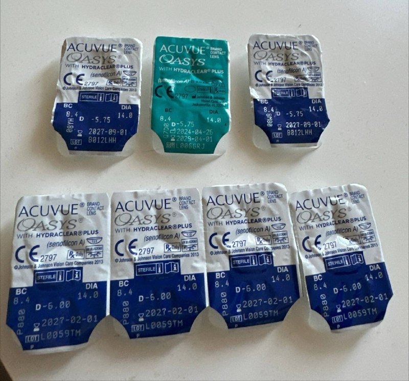 Линзы Acuvue двухнедельные 6.0, 2 пары, +3 линзы -5.75