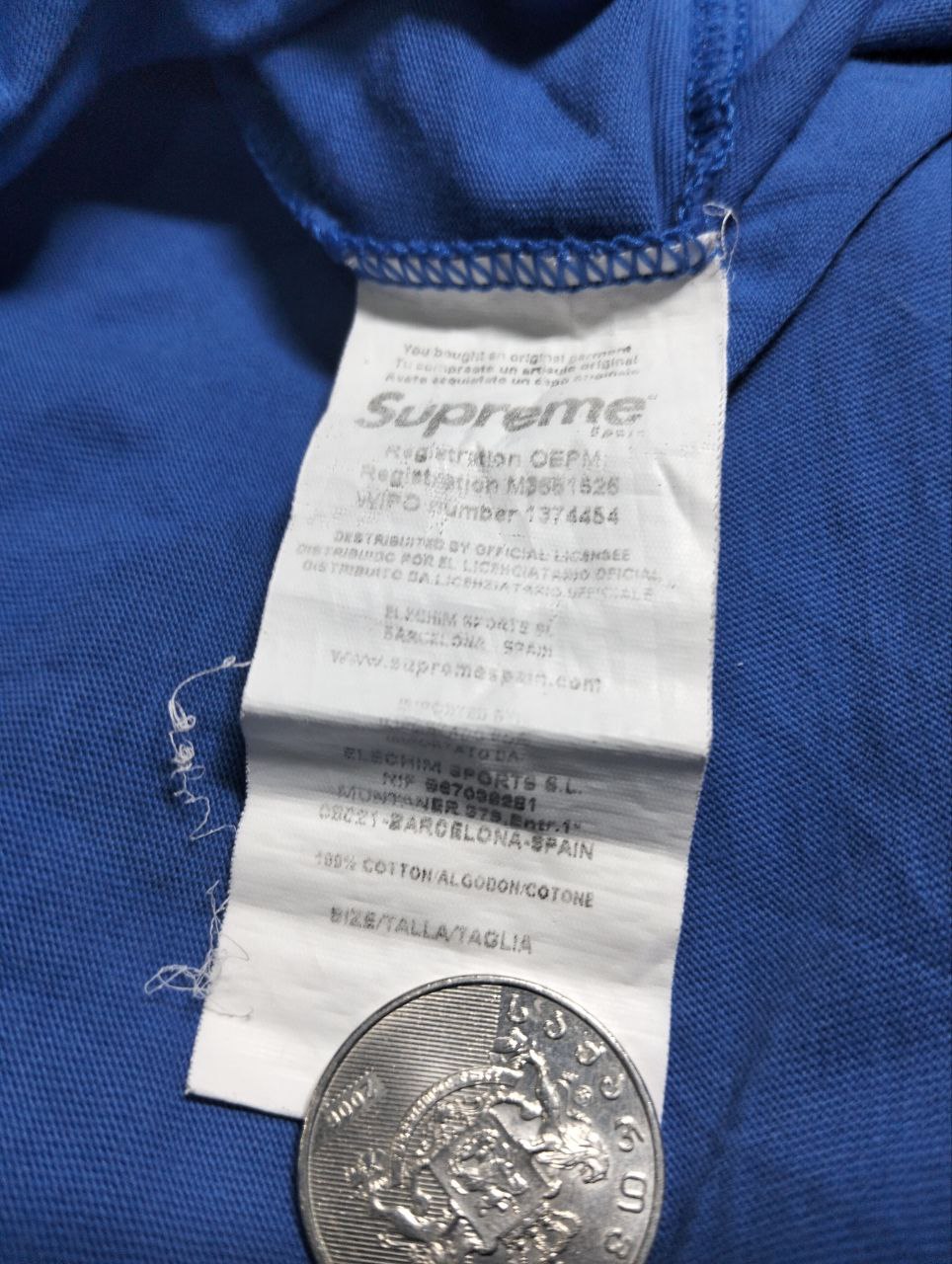 Мужская синяя футболка Supreme с костями 2