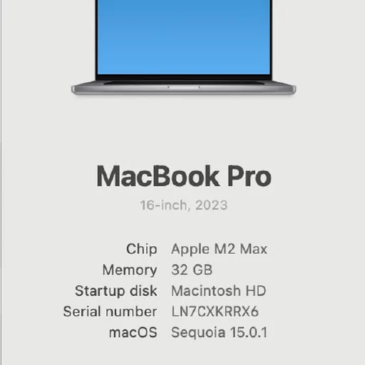 MacBook Pro 16-inch 2023, M2 Max, 32GB, 1TB