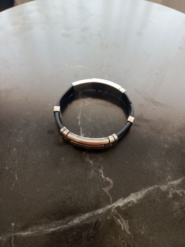 Мужской браслет Zancan из серебра и каучука с золотом 5