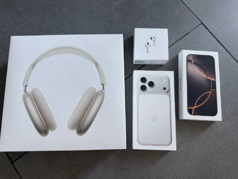 Коробки Airpods max, AirPods 4, iPhone 17 pro max, iPhone 16 pro