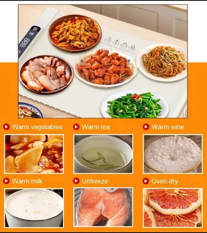 Силиконовый теплоизолирующий коврик с таймером для разогрева еды 7