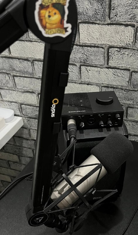 микрофон Rode NT1-A, аудиокарта KOMPLETE AUDIO 2, пантограф с пауком, xlr кабель