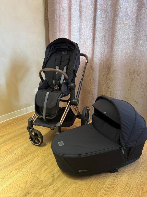 Cybex Praim 4 2 в 1 Sepia Black коляска шасси Rose gold