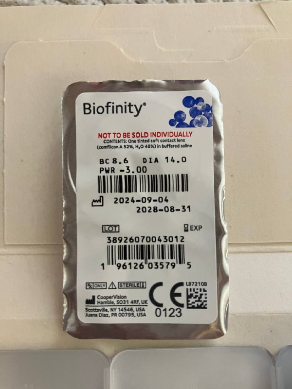 Линзы cooper vision biofinity -3, 5 штук 3