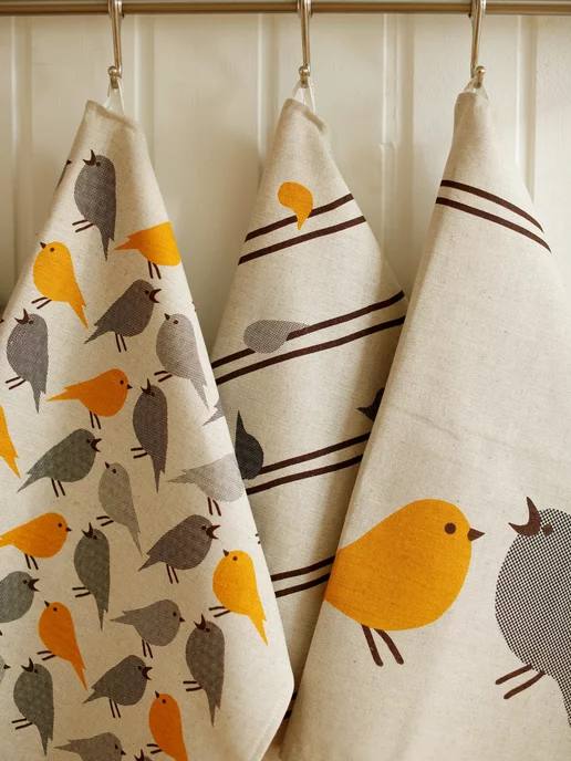 Набор полотенец льняных с птицами 3