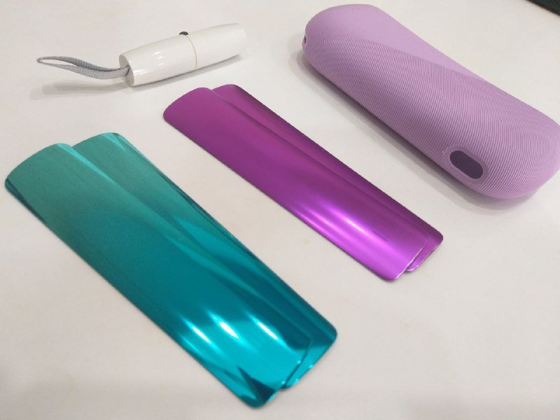 Чехол сиреневый для IQOS 3 DUO, панельки для lil Solid 2.0 бирюзовый и лиловый