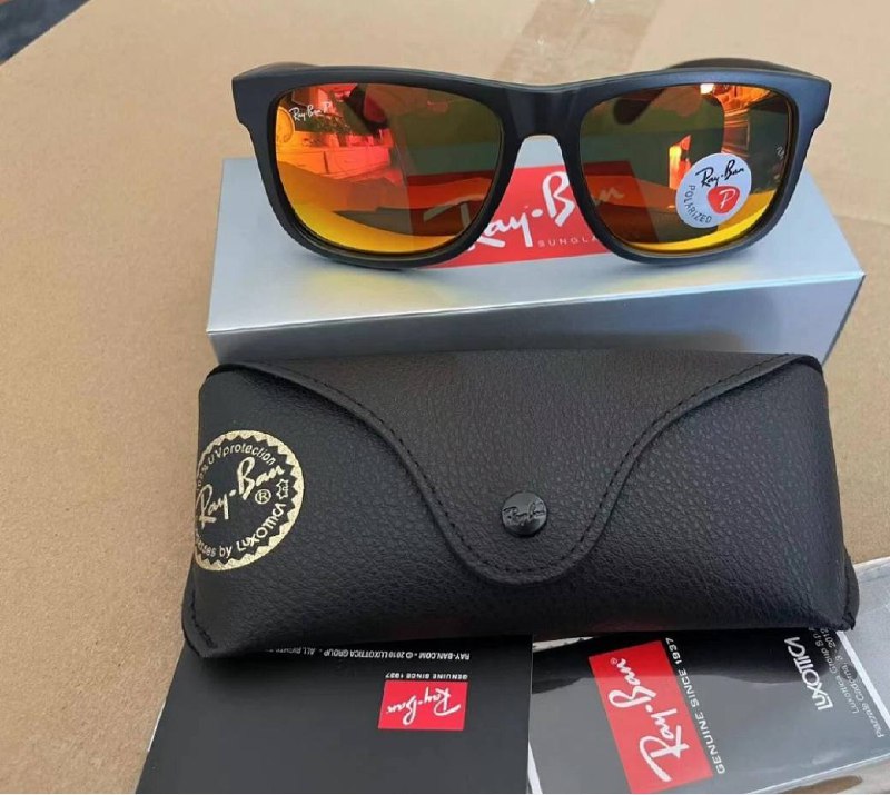 Очки Ray-Ban Justin Color Mix черные с красно-оранжевыми линзами 4