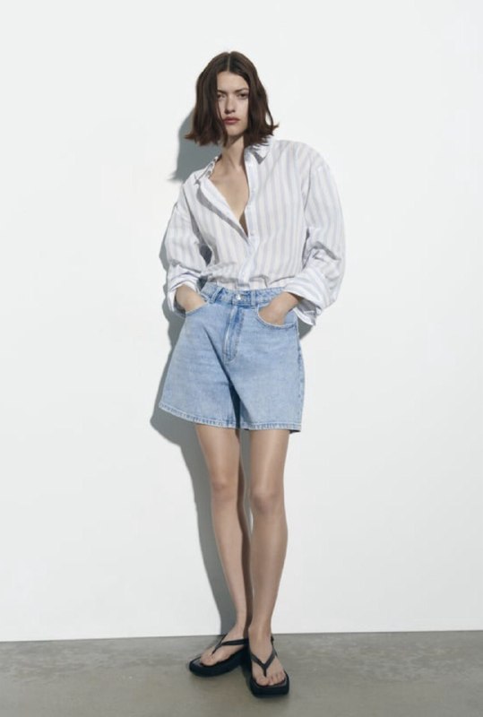 Джинсовые шорты ZARA с высокой посадкой 2