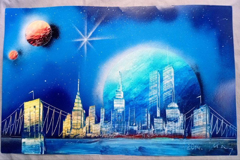 3 оригинальные авторские картины Нью-Йорк Spray Paint Art